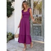 ANRABESS Womens Summer Sleeveless Maxi Dress Square Neck Smocked Boho Casual Ruffle Strap Flowy A-Line Long Beach Sundress(Dark Purple)