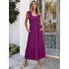 ANRABESS Womens Summer Sleeveless Maxi Dress Square Neck Smocked Boho Casual Ruffle Strap Flowy A-Line Long Beach Sundress(Dark Purple)
