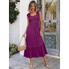 ANRABESS Womens Summer Sleeveless Maxi Dress Square Neck Smocked Boho Casual Ruffle Strap Flowy A-Line Long Beach Sundress(Dark Purple)