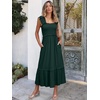 ANRABESS Womens Summer Sleeveless Maxi Dress Square Neck Smocked Boho Casual Ruffle Strap Flowy A-Line Long Beach Sundress(Deep Green)