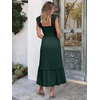 ANRABESS Womens Summer Sleeveless Maxi Dress Square Neck Smocked Boho Casual Ruffle Strap Flowy A-Line Long Beach Sundress(Deep Green)