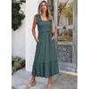 ANRABESS Womens Summer Sleeveless Maxi Dress Square Neck Smocked Boho Casual Ruffle Strap Flowy A-Line Long Beach Sundress(Green)