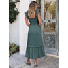 ANRABESS Womens Summer Sleeveless Maxi Dress Square Neck Smocked Boho Casual Ruffle Strap Flowy A-Line Long Beach Sundress(Green)