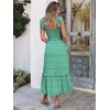 ANRABESS Womens Summer Sleeveless Maxi Dress Square Neck Smocked Boho Casual Ruffle Strap Flowy A-Line Long Beach Sundress(Green Floral)