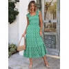 ANRABESS Womens Summer Sleeveless Maxi Dress Square Neck Smocked Boho Casual Ruffle Strap Flowy A-Line Long Beach Sundress(Green Floral)