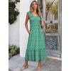 ANRABESS Womens Summer Sleeveless Maxi Dress Square Neck Smocked Boho Casual Ruffle Strap Flowy A-Line Long Beach Sundress(Green Floral)