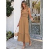 ANRABESS Womens Summer Sleeveless Maxi Dress Square Neck Smocked Boho Casual Ruffle Strap Flowy A-Line Long Beach Sundress(Khaki Plaid)