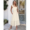 ANRABESS Womens Summer Sleeveless Maxi Dress Square Neck Smocked Boho Casual Ruffle Strap Flowy A-Line Long Beach Sundress(Khaki Plaid Beige)