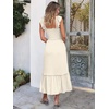 ANRABESS Womens Summer Sleeveless Maxi Dress Square Neck Smocked Boho Casual Ruffle Strap Flowy A-Line Long Beach Sundress(Khaki Plaid Beige)