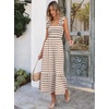 ANRABESS Womens Summer Sleeveless Maxi Dress Square Neck Smocked Boho Casual Ruffle Strap Flowy A-Line Long Beach Sundress(Khaki White Stripes)