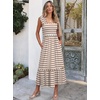 ANRABESS Womens Summer Sleeveless Maxi Dress Square Neck Smocked Boho Casual Ruffle Strap Flowy A-Line Long Beach Sundress(Khaki White Stripes)