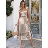 ANRABESS Womens Summer Sleeveless Maxi Dress Square Neck Smocked Boho Casual Ruffle Strap Flowy A-Line Long Beach Sundress(Khaki White Stripes)