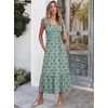 ANRABESS Womens Summer Sleeveless Maxi Dress Square Neck Smocked Boho Casual Ruffle Strap Flowy A-Line Long Beach Sundress(Light Green White Floral)