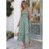 ANRABESS Womens Summer Sleeveless Maxi Dress Square Neck Smocked Boho Casual Ruffle Strap Flowy A-Line Long Beach Sundress(Light Green White Floral)