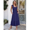 ANRABESS Womens Summer Sleeveless Maxi Dress Square Neck Smocked Boho Casual Ruffle Strap Flowy A-Line Long Beach Sundress(Navy Blue)