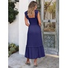 ANRABESS Womens Summer Sleeveless Maxi Dress Square Neck Smocked Boho Casual Ruffle Strap Flowy A-Line Long Beach Sundress(Navy Blue)