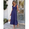 ANRABESS Womens Summer Sleeveless Maxi Dress Square Neck Smocked Boho Casual Ruffle Strap Flowy A-Line Long Beach Sundress(Navy Blue)