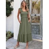 ANRABESS Womens Summer Sleeveless Maxi Dress Square Neck Smocked Boho Casual Ruffle Strap Flowy A-Line Long Beach Sundress(Olive)