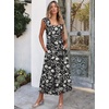 ANRABESS Womens Summer Sleeveless Maxi Dress Square Neck Smocked Boho Casual Ruffle Strap Flowy A-Line Long Beach Sundress(Print Black Floral)