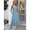 ANRABESS Womens Summer Sleeveless Maxi Dress Square Neck Smocked Boho Casual Ruffle Strap Flowy A-Line Long Beach Sundress(Print Blue Yellow Floral)