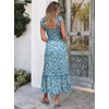 ANRABESS Womens Summer Sleeveless Maxi Dress Square Neck Smocked Boho Casual Ruffle Strap Flowy A-Line Long Beach Sundress(Print Blue Yellow Floral)