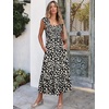 ANRABESS Womens Summer Sleeveless Maxi Dress Square Neck Smocked Boho Casual Ruffle Strap Flowy A-Line Long Beach Sundress(Print Floral Black)
