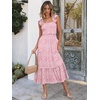 ANRABESS Womens Summer Sleeveless Maxi Dress Square Neck Smocked Boho Casual Ruffle Strap Flowy A-Line Long Beach Sundress(Print Floral Pink)