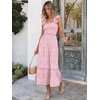ANRABESS Womens Summer Sleeveless Maxi Dress Square Neck Smocked Boho Casual Ruffle Strap Flowy A-Line Long Beach Sundress(Print Floral Pink)