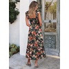 ANRABESS Womens Summer Sleeveless Maxi Dress Square Neck Smocked Boho Casual Ruffle Strap Flowy A-Line Long Beach Sundress(Print Orange Floral)