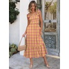 ANRABESS Womens Summer Sleeveless Maxi Dress Square Neck Smocked Boho Casual Ruffle Strap Flowy A-Line Long Beach Sundress(Print Yellow Purple)