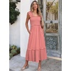 ANRABESS Womens Summer Sleeveless Maxi Dress Square Neck Smocked Boho Casual Ruffle Strap Flowy A-Line Long Beach Sundress(Red Plaid)