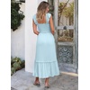 ANRABESS Womens Summer Sleeveless Maxi Dress Square Neck Smocked Boho Casual Ruffle Strap Flowy A-Line Long Beach Sundress(Sky Blue)