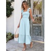 ANRABESS Womens Summer Sleeveless Maxi Dress Square Neck Smocked Boho Casual Ruffle Strap Flowy A-Line Long Beach Sundress(Sky Blue)