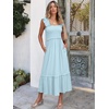 ANRABESS Womens Summer Sleeveless Maxi Dress Square Neck Smocked Boho Casual Ruffle Strap Flowy A-Line Long Beach Sundress(Sky Blue)