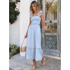 ANRABESS Womens Summer Sleeveless Maxi Dress Square Neck Smocked Boho Casual Ruffle Strap Flowy A-Line Long Beach Sundress(Sky Blue Plaid)