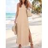 ANRABESS Womens Wrinkle Free Summer Sundress Sleeveless Maxi Dress &Pockets(Almond)