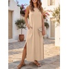 ANRABESS Womens Wrinkle Free Summer Sundress Sleeveless Maxi Dress &Pockets(Almond)