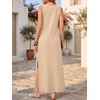ANRABESS Womens Wrinkle Free Summer Sundress Sleeveless Maxi Dress &Pockets(Almond)