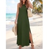 ANRABESS Womens Wrinkle Free Summer Sundress Sleeveless Maxi Dress &Pockets(Army Green)