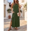 ANRABESS Womens Wrinkle Free Summer Sundress Sleeveless Maxi Dress &Pockets(Army Green)