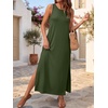 ANRABESS Womens Wrinkle Free Summer Sundress Sleeveless Maxi Dress &Pockets(Army Green)