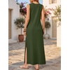 ANRABESS Womens Wrinkle Free Summer Sundress Sleeveless Maxi Dress &Pockets(Army Green)