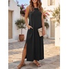 ANRABESS Womens Wrinkle Free Summer Sundress Sleeveless Maxi Dress &Pockets(Black)