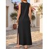 ANRABESS Womens Wrinkle Free Summer Sundress Sleeveless Maxi Dress &Pockets(Black)