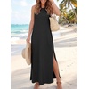 ANRABESS Womens Wrinkle Free Summer Sundress Sleeveless Maxi Dress &Pockets(Black)