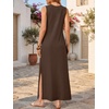 ANRABESS Womens Wrinkle Free Summer Sundress Sleeveless Maxi Dress &Pockets(Dark Brown)