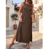 ANRABESS Womens Wrinkle Free Summer Sundress Sleeveless Maxi Dress &Pockets(Dark Brown)