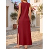 ANRABESS Womens Wrinkle Free Summer Sundress Sleeveless Maxi Dress &Pockets(Dark Red)