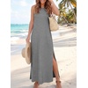 ANRABESS Womens Wrinkle Free Summer Sundress Sleeveless Maxi Dress &Pockets(Grey)