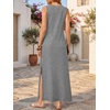 ANRABESS Womens Wrinkle Free Summer Sundress Sleeveless Maxi Dress &Pockets(Grey)